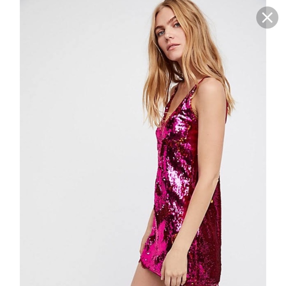 Free people sequined dress Fuchsia/ Gold